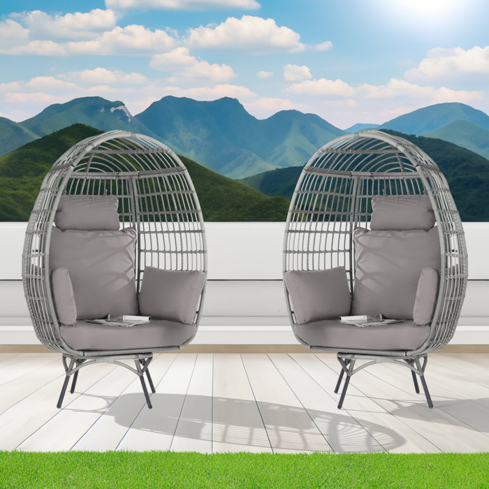 SANSTAR Swivel Wicker Outdoor Lounge Egg Chair & Reviews Wayfair